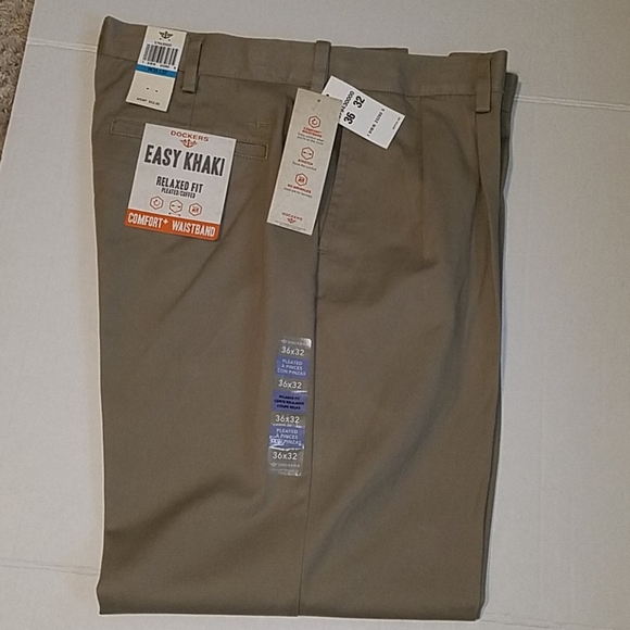 NWT DOCKERS Easy Khaki relaxed pleated/cuffed pant - Picture 2 of 6